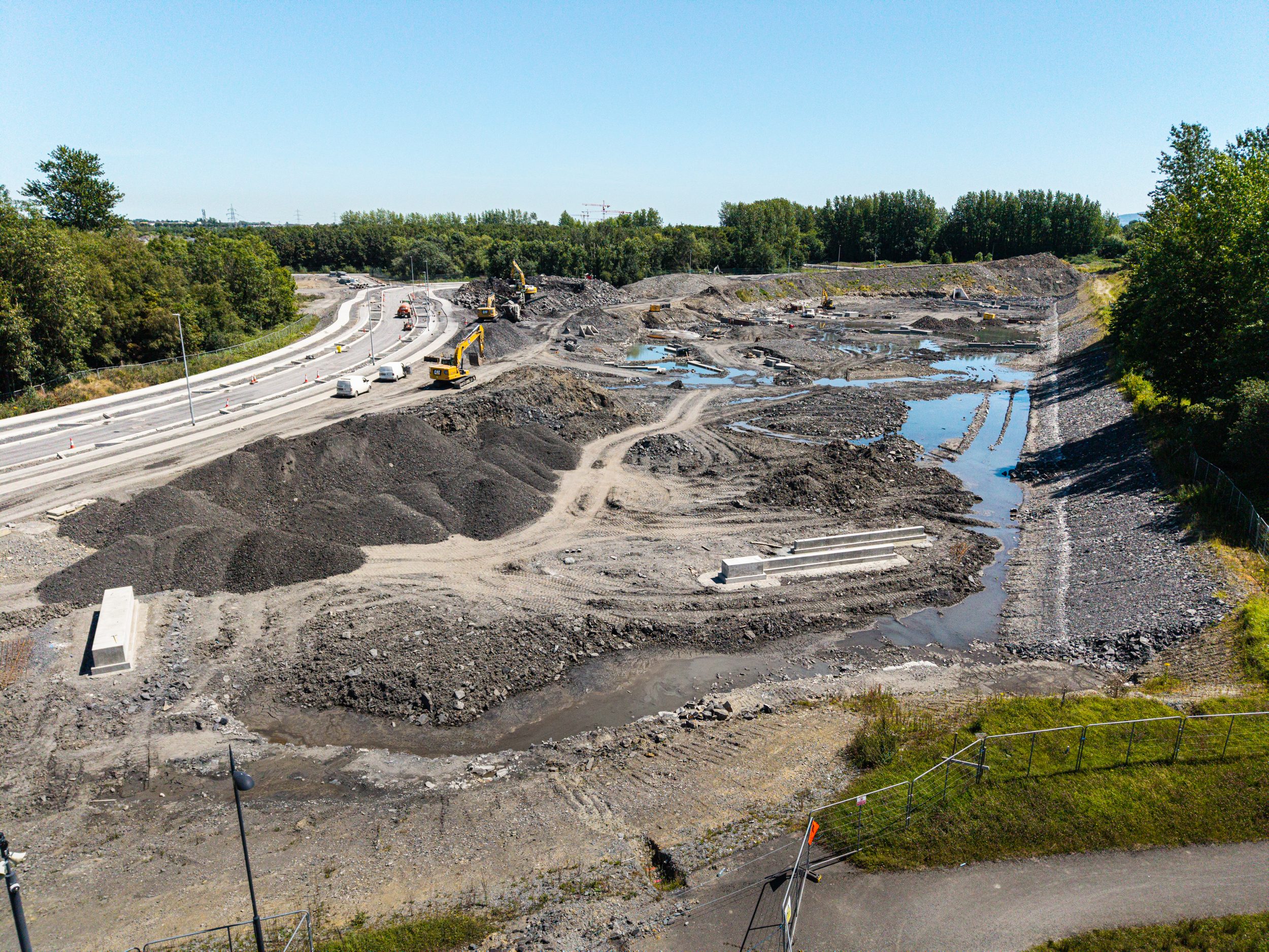 Aerial view of the same development site during January 2025 earthworks and site clearance
