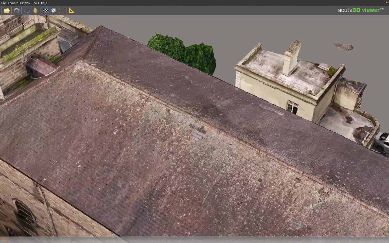 Drone roof survey shown as a navigable 3D model